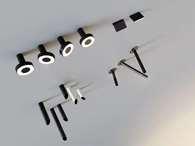 Contemporary Ceiling Lights With Various Black White Designs Round And Bar Shapes 3d model