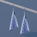 Blue And White Geometric Pattern Kitchen Aprons Hanging On Metal Rod 3d model