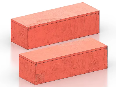 Two Red Industrial Equipment Storage Boxes With Metal Reinforced Textured Surface 3d model