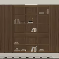 Modern Whole Wall Built In Walnut Bookcase With Louvered Doors For Book Storage And Decoration