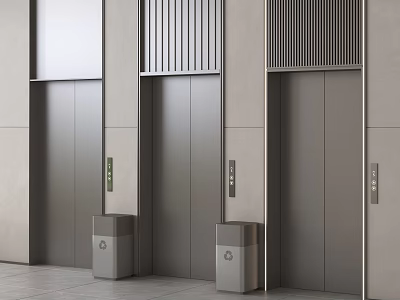 Modern Elevator Design With Sleek Metal Doors And Control Panels In Building Lobby 3d model