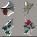 Irregular Transparent Inflatable Models With Pine Needle Yellow Flower Vine And Pink Flower Designs