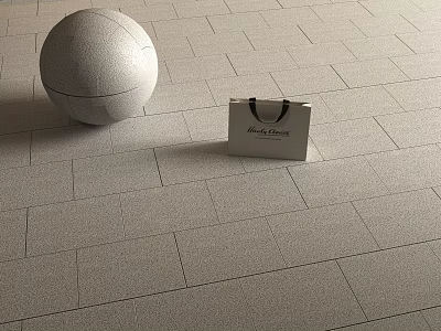 Gray Textured Floor Tiles With Spherical Object And Black Coffee Shopping Bag 3d model
