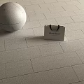 Gray Textured Floor Tiles With Spherical Object And Black Coffee Shopping Bag