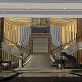 Luxurious Clubhouse Grand Lobby With Marble Staircase Crystal Chandelier And Piano