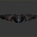 Hooded Winged Fantasy Demon Creature With Glowing Chest And Dark Red Wings
