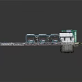 Industrial Processing Facility Model Featuring Green Building Blue Equipment And Concrete Ground