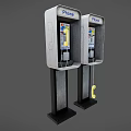 Vintage Public Phone Booths With Yellow Handset And Phone Sign