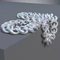 Decorative Silver Metal Chain With Intricate Link Design On Gray Platform 3d model