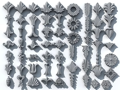 Ornate Decorative Carvings with Various Intricate Patterns for Architectural and Furniture Design 3d model