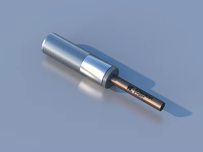 Silver Metal Tool With Copper Tip And Textured Surface For Precision Applications 3d model