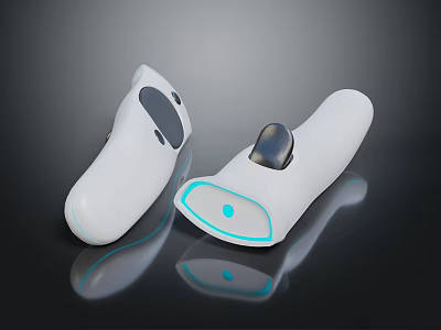 White Handheld Electronic Devices With Sleek Design Black Components And Blue Indicator Light 3d model
