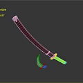Traditional Japanese Katana Weapon With Red Scabbard And Silver Accents On Gray Background