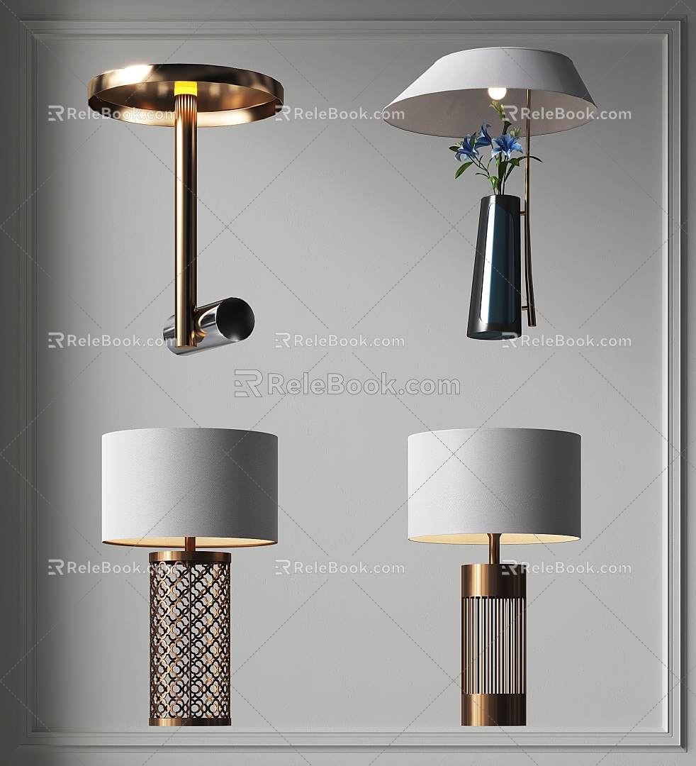 Table Lamp Combination Bedside Metal Table Lamp Decorative Round Lampshade Table Lamp Living Room Floor Table Lamp Study Room Table Lamp Simple Fashion Table Lamp 3d model