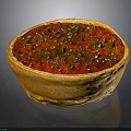 Golden Crispy Tart With Red Filling And Fresh Green Herbs Topping