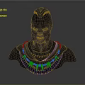 Decorative Tribal Style Necklace With Golden Spiked Pendants On Black Bust