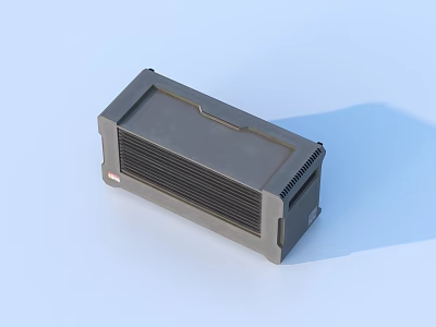 Gray Rectangular Device With Ventilation Grilles And Sleek Design On Light Blue Background 3d model