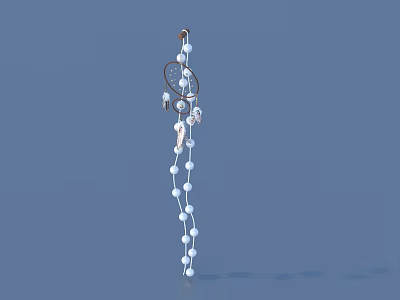 Elegant Dreamcatcher Decorative Ornament Set With White Beads And Hanging Pendants 3d model