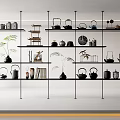 New Ornaments Combination Bookshelf Bookcase Teapot 3d model