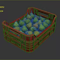 Fresh Ripe Pears in Red Plastic Crate Full of Green and Yellow Fruits