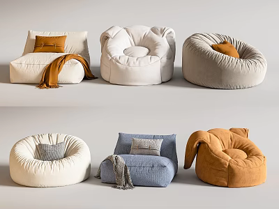 Cozy Bean Bag Chairs with Multiple Styles and Color Options for Living Room Decor 3d model