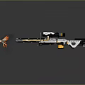 Tactical Sniper Rifle With Scope Black White Yellow Color Firing Flame
