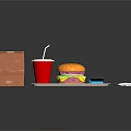 Delicious Fast Food Tray With Hamburger Fries Soda And Paper Bag