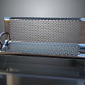 Modern Stainless Steel Bench With Grid Design Seat Backrest And Polished Frame