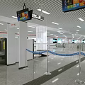 Modern Subway Station Interior Design With Security Check Equipment Blue Barriers And Screens