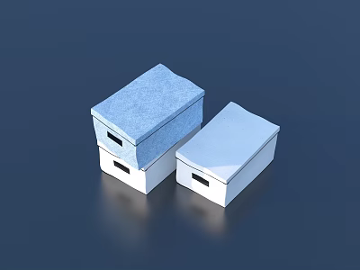 Blue And White Stacked Storage Boxes For Home Organization And Living Spaces 3d model