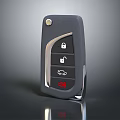Car Key With Black Case And Buttons For Lock Unlock Trunk Open Red Horn 3d model