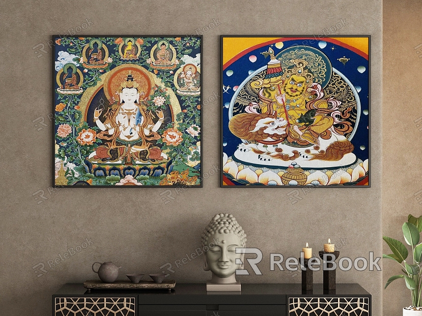 Silent Wind Hanging Painted Thangka Buddha Statues model