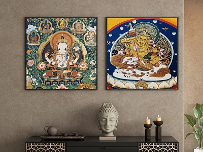 Silent Wind Hanging Painted Thangka Buddha Statues model