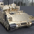 Golden Military Tank Model with Turret Tracks Antenna and Detailed Armor