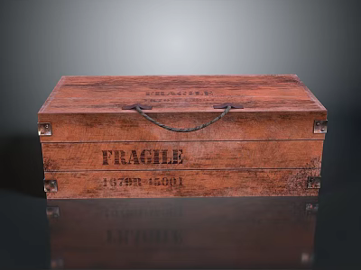 Wooden Storage Box For Fragile Items With Handle And Metal Clasps 3d model