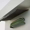 Black Awning With Green Curved Design For Exterior Building Wall Outdoor Shade