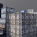 Urban Architectural Model Featuring Modern Skyscrapers Diverse Building Designs And Central Green Space