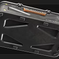 Black Hard Shell Equipment Cases With Orange Latches Open Closed And Textured Surface