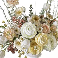 Elegant White Vase With Mixed Beige Pink And White Flowers For Home Decor