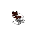 Stylish Leisure Chair With Curved Metal Frame And Brown Leather Seat Backrest