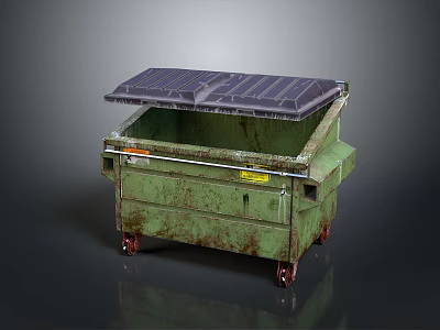 Green Wheeled Trash Bin With Lid For Daily Household Supplies 3d model