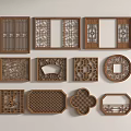 Chinese-style openwork window openwork window grilles pane retro window 3d model