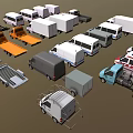 Different Types of Commercial Vehicles in Multiple Colors Including Trucks Vans and Trailers