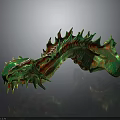 Fantasy Dragon Character With Green Red Spikes Scales And Curved Body Design
