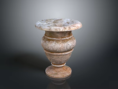 Elegant Carved Marble Decorative Vase With Intricate Patterns For Home Decor 3d model