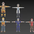 Diverse Game and Movie Characters Featuring Firefighter Doctor Construction Worker Police Officer and Student