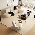 Modern Sofa Coffee Table Combination Cream Sofa Combination 3d model