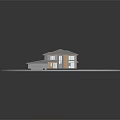 Modern House With Gray Roof Stone Wooden Exterior Large Windows Green Lawn And Driveway