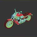 Shiny Red Cruiser Motorcycle With Black Seat Silver Engine Parts And Surface Reflection
