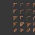 Gold Ornamental Corner Designs With Various Intricate Patterns For Decorative Use 3d model